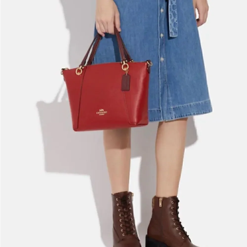 🔥🎁NEW! Coach Kacey Colorblock Satchel Handbag Red Msrp:$378.00